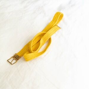 Vintage Yellow Woven Belt | Brass Buckle | Boho Minimalist